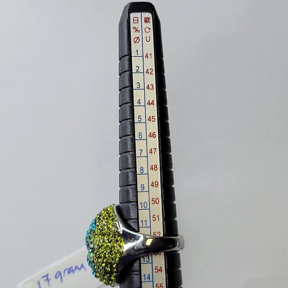 Aqua Green Rhinestone Ring SIZE 6.5 - Other sizes available - Picture 9 of 13